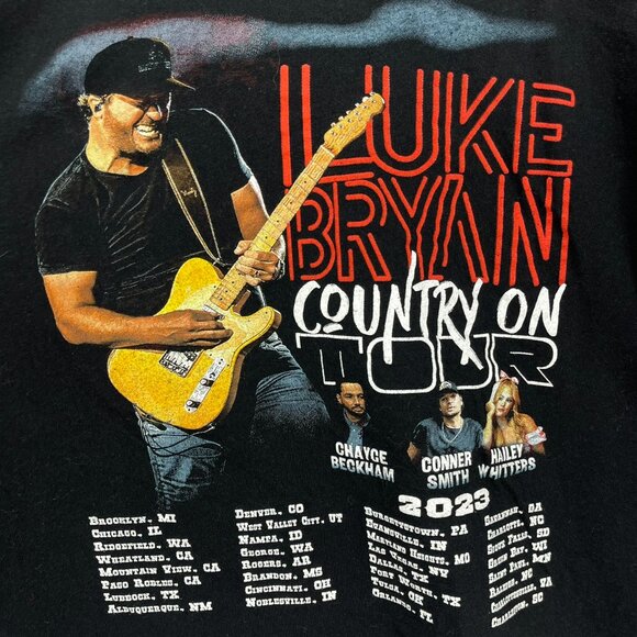 Luke Bryan T-Shirt‎ Women's Size L Black Country On Tour 2023 Music Festival - Picture 9 of 9